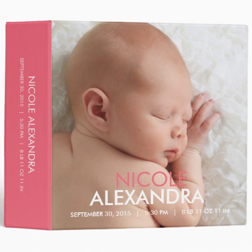 Modern Baby Photo Album - Pink Binder