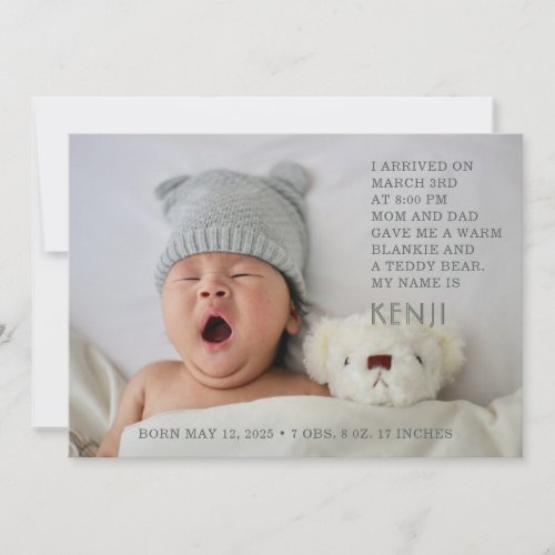 Modern Baby Photo Birth Announcement