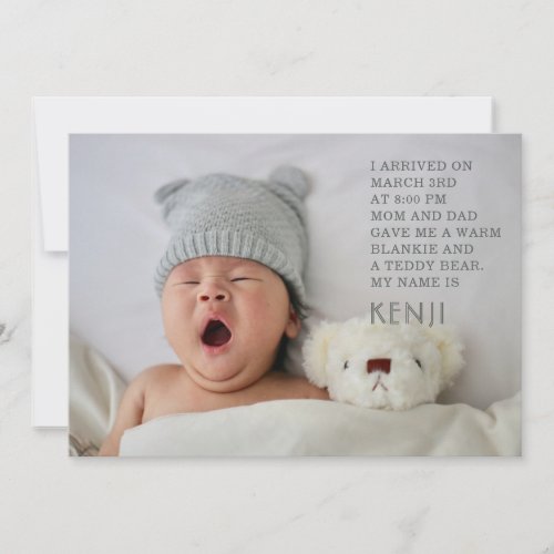Modern Baby Photo Birth Announcement
