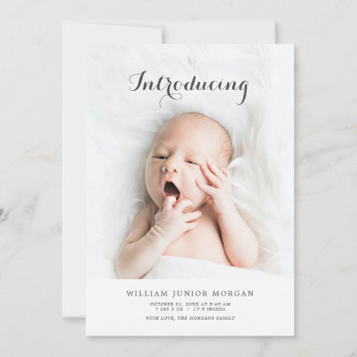 Modern Baby Photo Birth Announcement Card