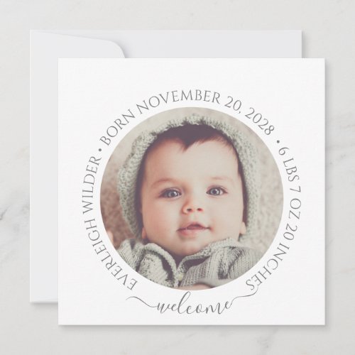 Modern Baby Photo Birth Announcement Flat Card