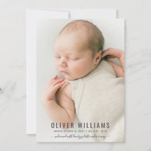 Modern Baby Photo Birth Announcement Flat Card