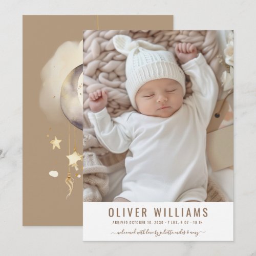 Modern baby Photo Birth Announcement Flat Card