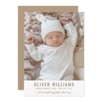 Modern baby Photo Birth Announcement Flat Card