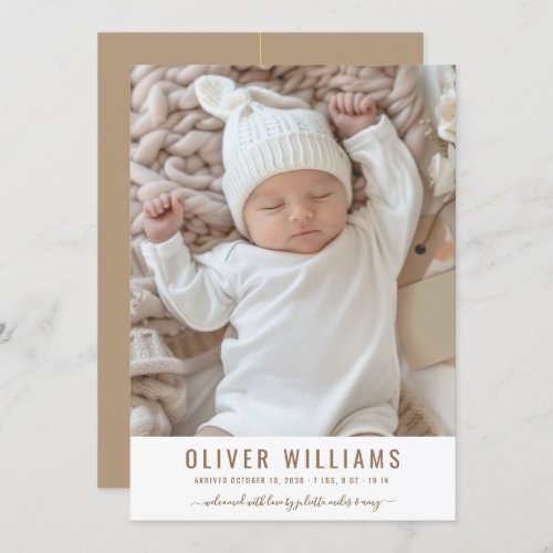 Modern baby Photo Birth Announcement Flat Card