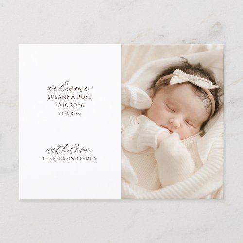 Modern Baby Photo Birth Announcement Postcard