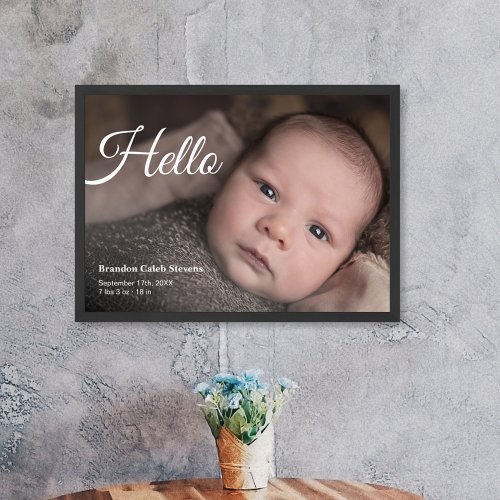 Modern Baby Photo Birth Announcement Poster