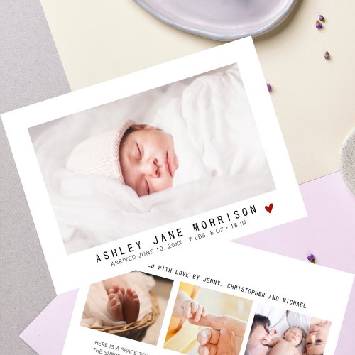Modern Baby Photo Collage Birth Announcement