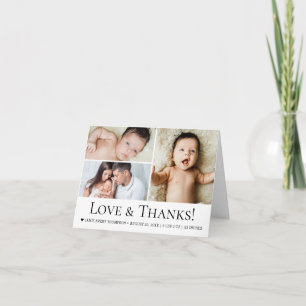Modern Baby Photo Collage Love and thanks Custom Thank You Card