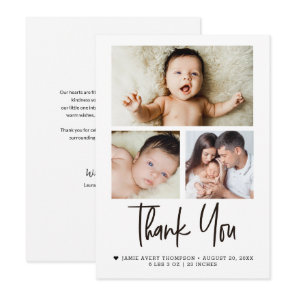 Modern Baby Photo Collage Newborn Thank You Card