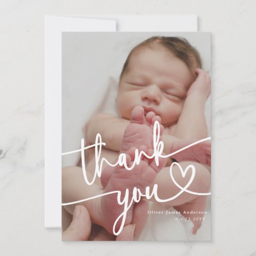 Modern Baby Photo Collage Thank You Heart   Card