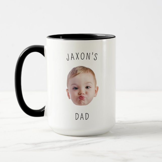 Modern Baby Photo Gift Christmas grandpa mommy Dad Mug (Left)