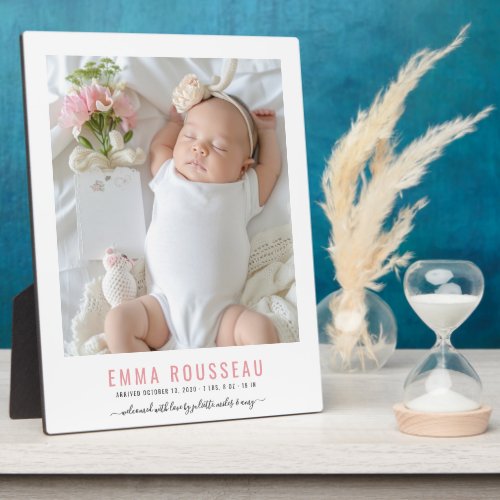 Modern Baby Photo Newborn Birth Announcement Plaque