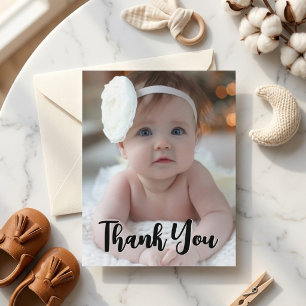 Modern Baby Photo Shower Thank You Note Card