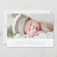 MODERN BABY PHOTO simple minimalist style blue Announcement