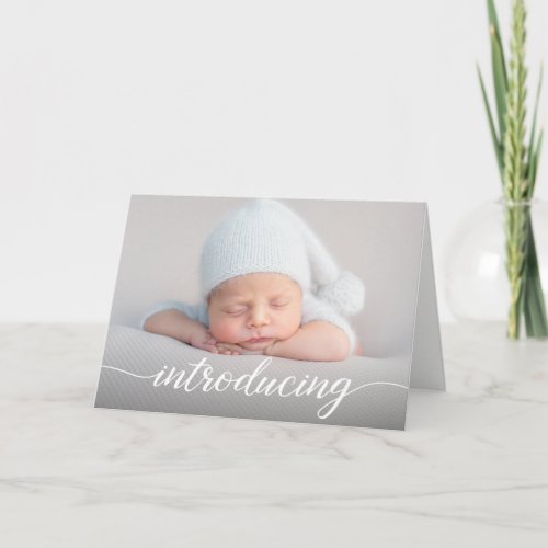 Modern Baby Photo Stats Introducing Script Card
