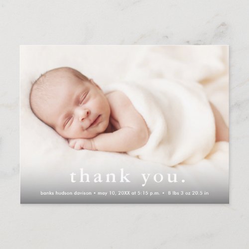 Modern Baby Photo Thank You Birth Announcement Postcard