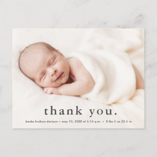 Modern Baby Photo Thank You Birth Announcement Postcard
