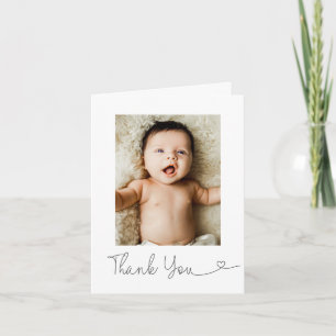 Modern Baby Photo Thank you Heart Baby shower Card