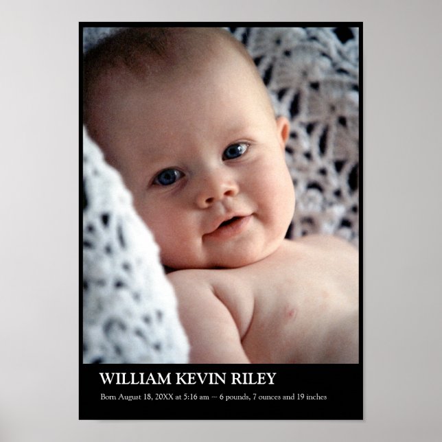 Modern baby photo vertical wall hanging art black poster (Front)