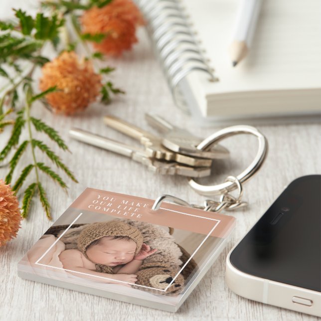 Modern Baby Photo | You Make My Life Complete Gift Keychain (Front Right)