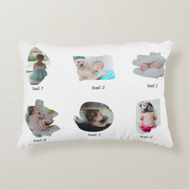 Modern Baby Photos Collage Accent Pillow (Front)