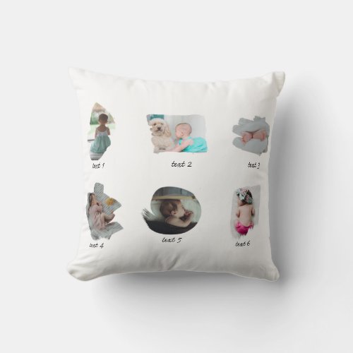 Modern Baby Photos Collage Throw Pillow