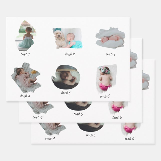 Modern Baby Photos Collage Wrapping Paper Sheets (Set)