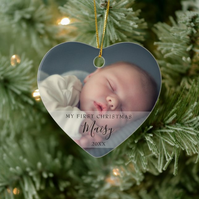 Modern Baby Photos First Christmas Ceramic Ornament (Tree)