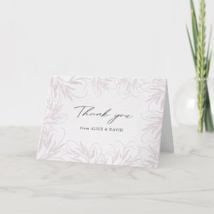 modern baby pink botanical thank you card