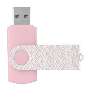 Modern Baby Pink Japanese Wave Geometric Pattern Flash Drive