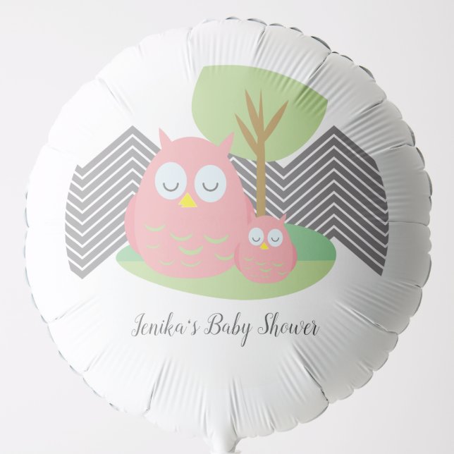 Modern Baby Pink Owl Baby Shower Balloon (Front)