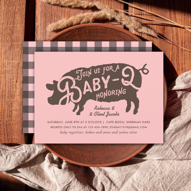 Modern Baby Q BBQ Baby Shower Vintage Typography Invitation