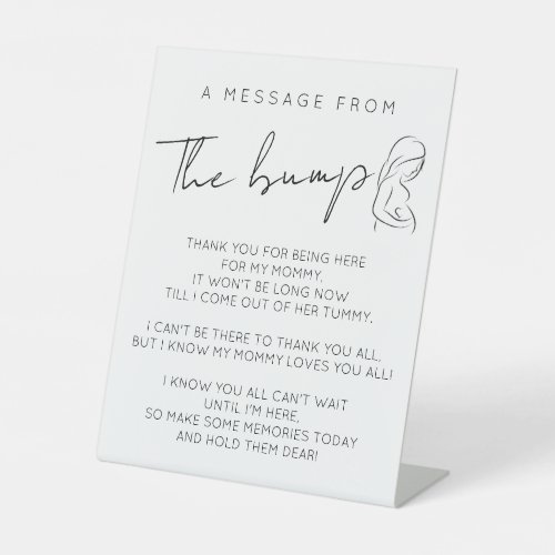 Modern baby shower a message from the bump pedestal sign