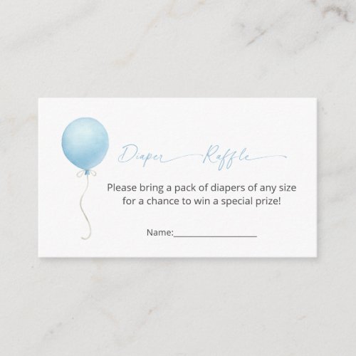 Modern Baby Shower Blue Balloon Diaper Raffle Enclosure Card