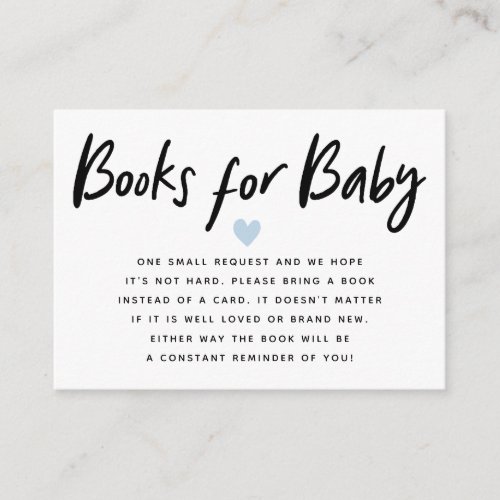 Modern Baby Shower Blue  Book Request Enclosure Card