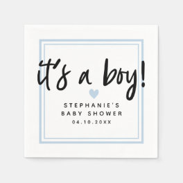 Modern Baby Shower Blue It's A Boy Napkins