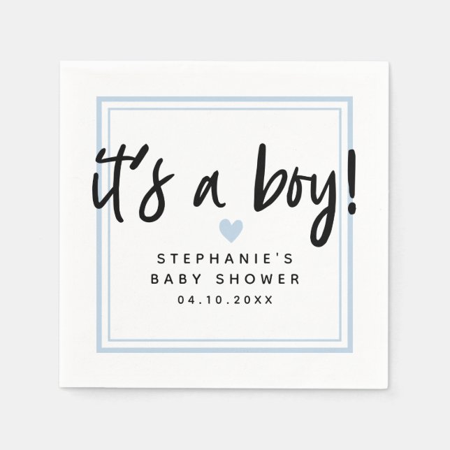 Modern Baby Shower Blue It's A Boy Napkins (Front)