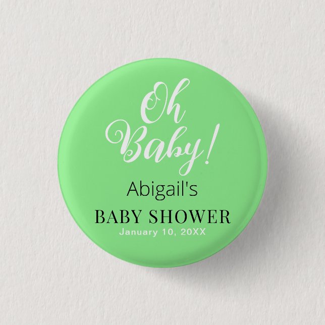Modern Baby Shower Button – Personalized Text (Front)