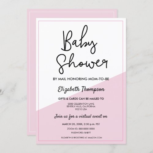 Modern Baby Shower by Mail Pink Virtual Invitati Invitation