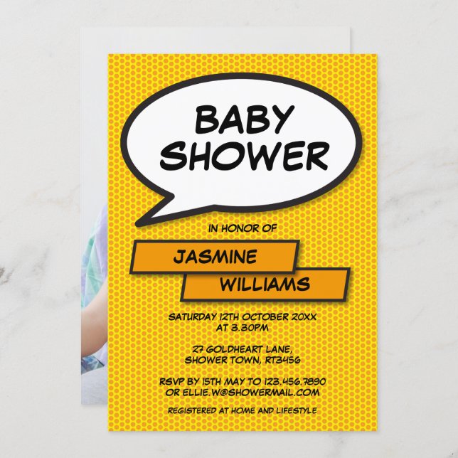 Modern Baby Shower Fun Photo Gender Neutral Invitation (Front/Back)
