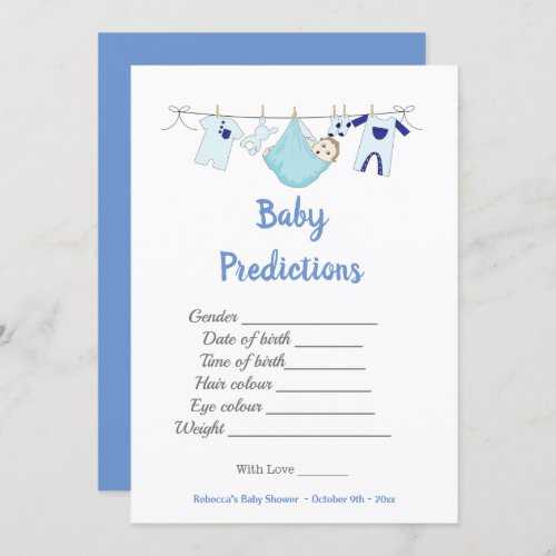 Modern Baby shower game baby prediction card
