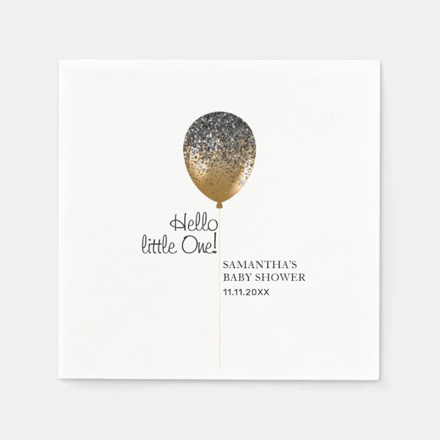 Modern Baby Shower Gold Balloon Napkins