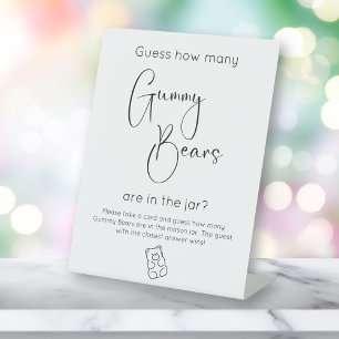 Modern Baby Shower Guess How Many Gummy Bears Pedestal Sign