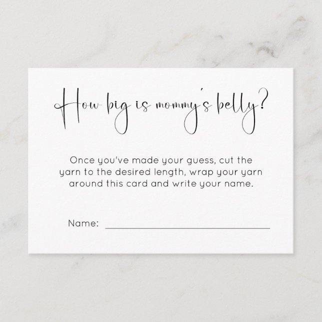 Modern Baby Shower How Big Is Mommy's Belly Enclosure Card (Front)