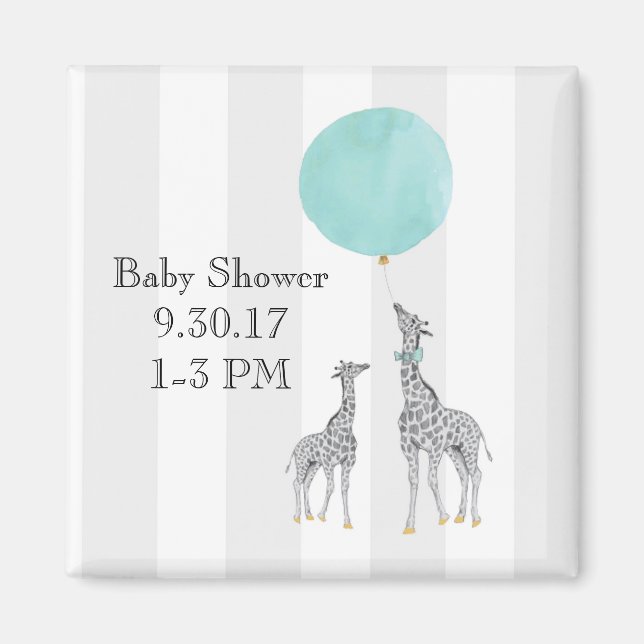 Modern Baby Shower Magnet (Boy) (Front)