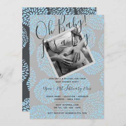 Modern BABY SHOWER PHOTO BOY Invites