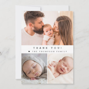 Modern Baby Shower Photo Collage Simple Thank You Card