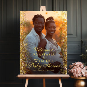 Modern baby shower photo welcome poster