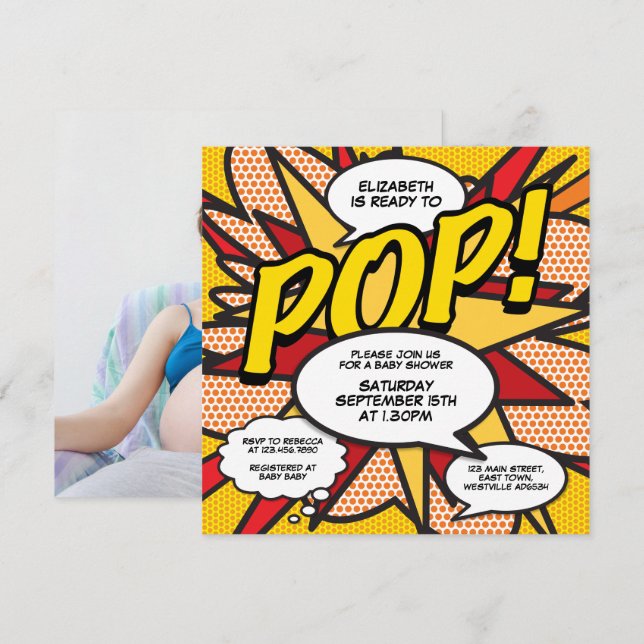 Modern Baby Shower Ready to Pop Fun Photo Invitation (Front/Back)